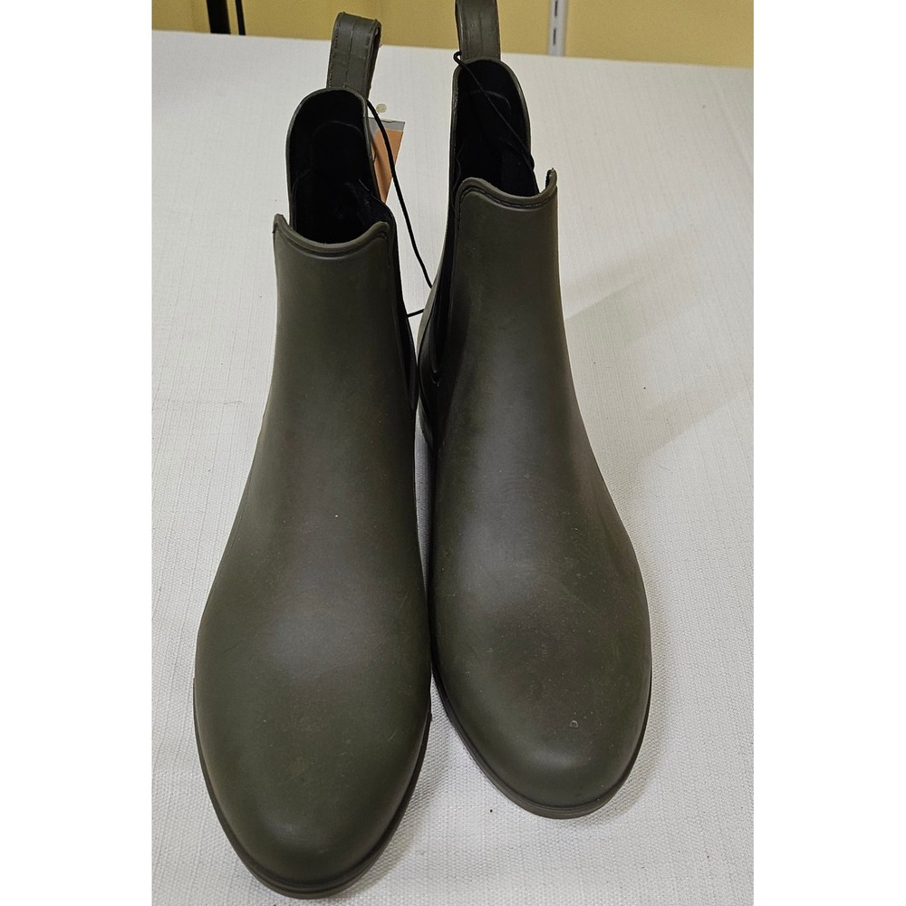 A New Day Alex Rain Boots Green Ankle Chelsea Style Womens Size‎ 10